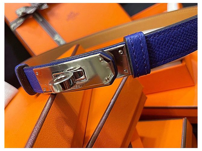 Hermès Cinturón Kelly Blue Silver - vista 3