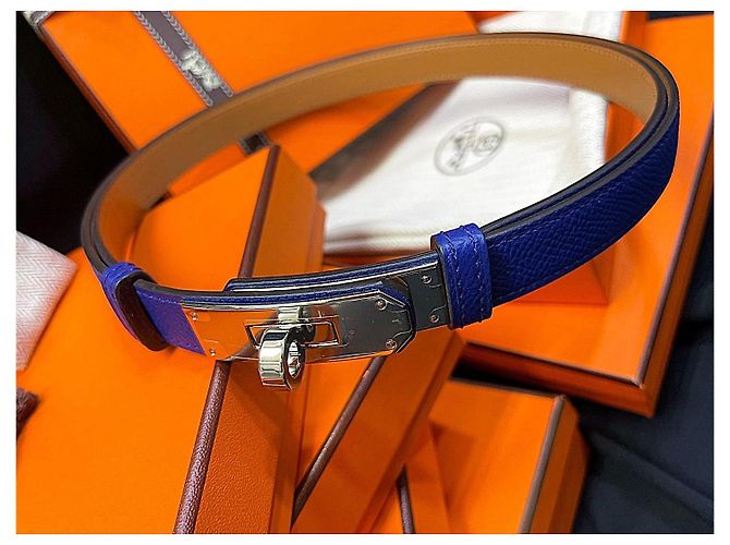 Hermès Cinturón Kelly Blue Silver - vista 4