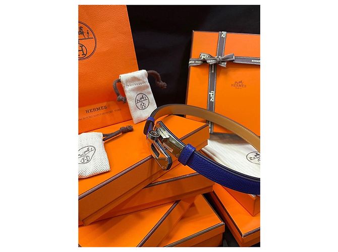 Hermès Cinturón Kelly Blue Silver - vista 7