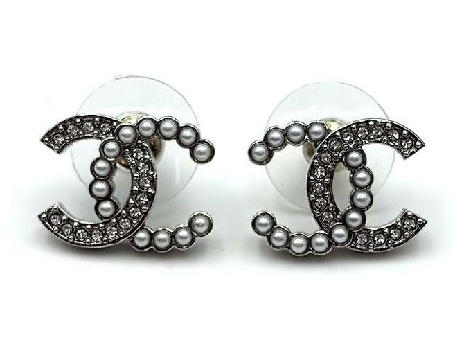 Chanel Orecchini in perle e cristalli con logo CC - vista 4