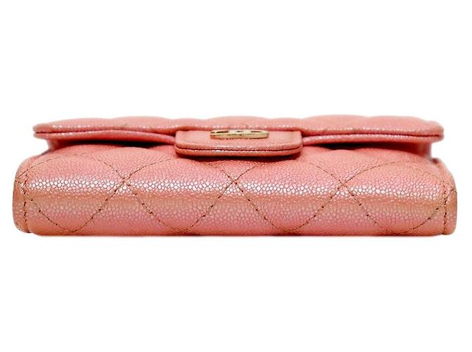 Chanel Tarjetero de piel caviar rosa - vista 4
