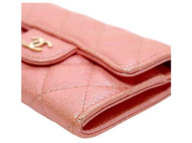 Chanel Tarjetero de piel caviar rosa - vista 5