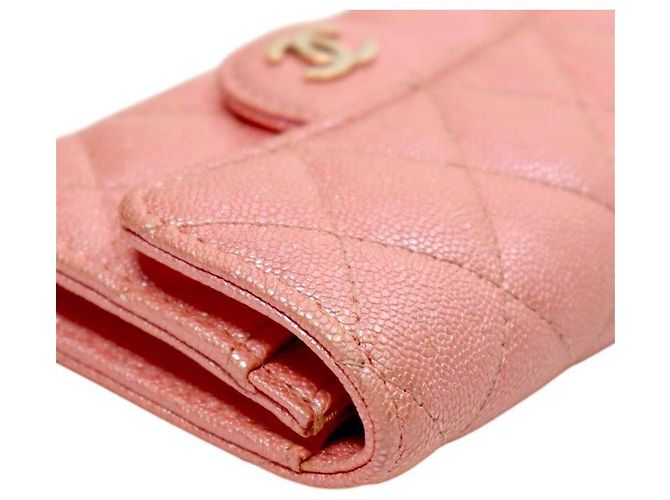Chanel Tarjetero de piel caviar rosa - vista 6