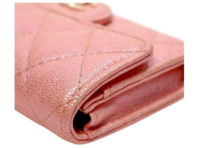 Chanel Tarjetero de piel caviar rosa - vista 7