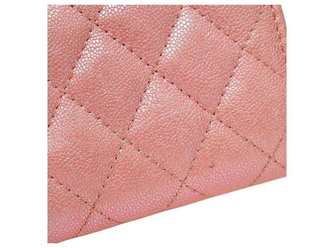 Chanel Tarjetero de piel caviar rosa - vista 9