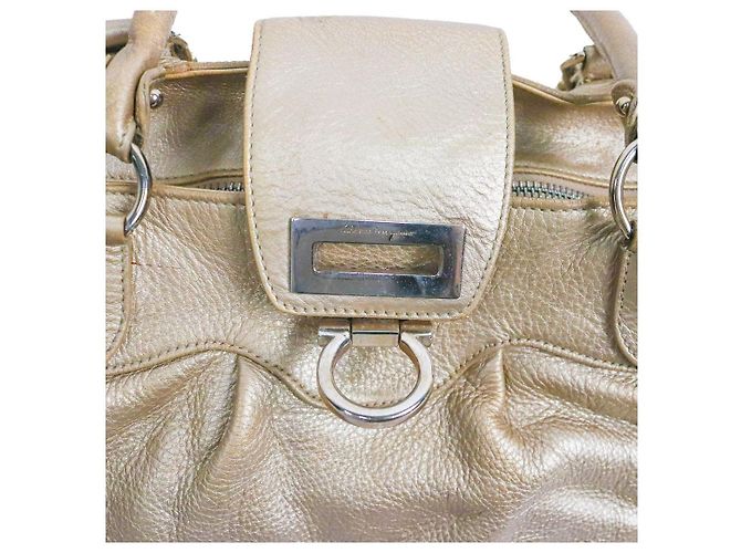 Salvatore Ferragamo Borsa a tracolla Gancini Gold Beige - vista 11