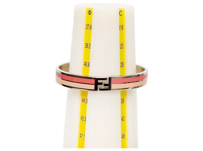 Fendi Bracciale Rigido FF Rosa Argento - vista 7