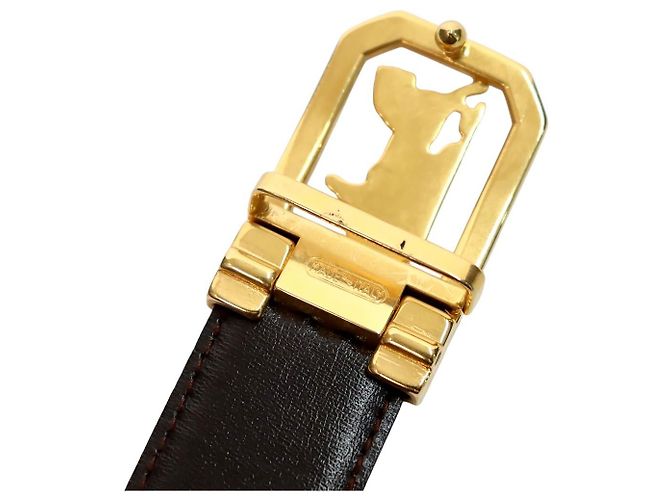 Céline Cintura in pelle nera e oro - vista 6