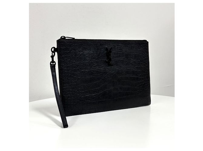 Autre Marque Clutch con tracolla in pelle Monogram Nero - vista 3