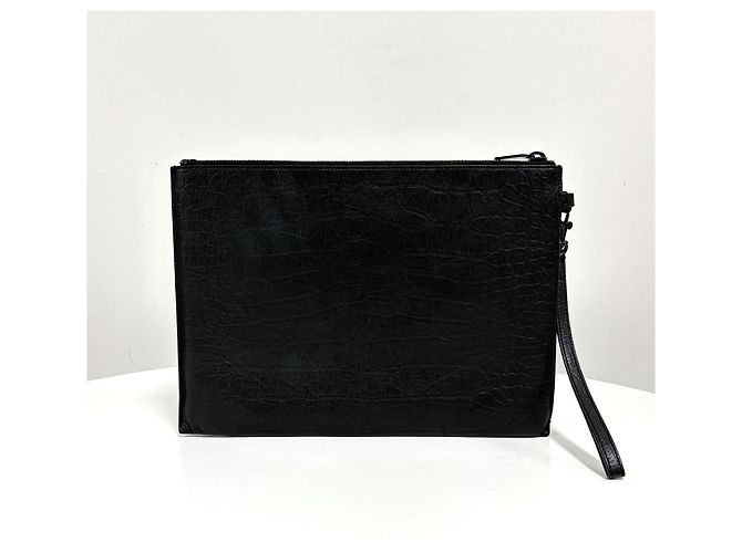 Autre Marque Clutch con tracolla in pelle Monogram Nero - vista 4