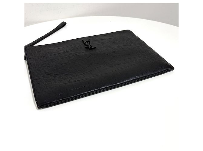 Autre Marque Clutch con tracolla in pelle Monogram Nero - vista 6