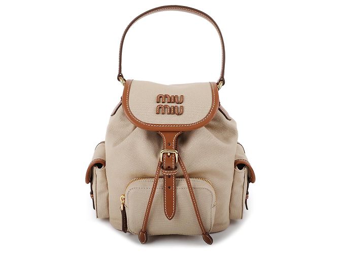 Miu Miu Leinwand-Leder-Rucksack - Ansicht 3