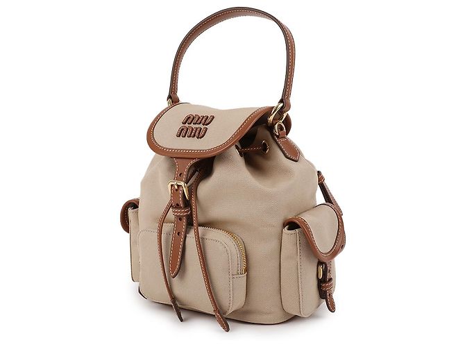 Miu Miu Leinwand-Leder-Rucksack - Ansicht 4