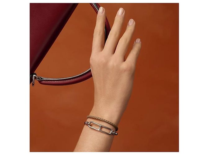 Hermès Bracciale Roulis Double Tour in pelle Etoupe - vista 3