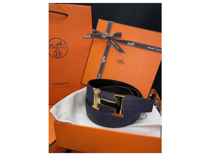 Hermès Cintura reversibile Gold Classic Black Blue - vista 2