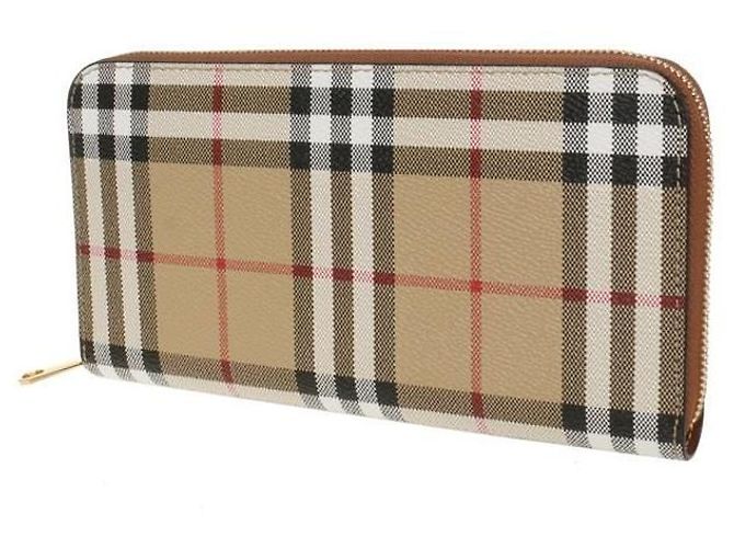 Burberry Cartera Zip Round de piel Check - vista 2