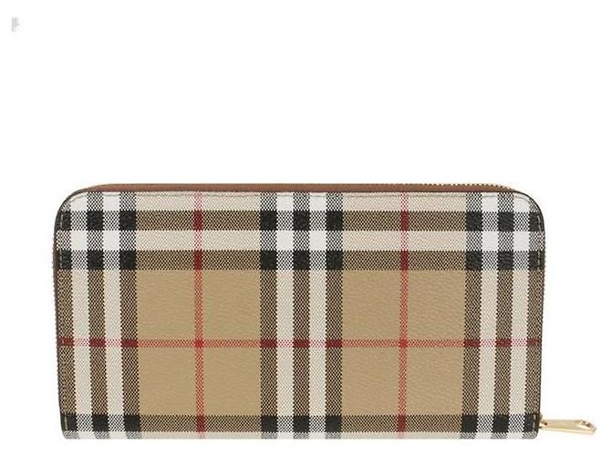 Burberry Cartera Zip Round de piel Check - vista 3