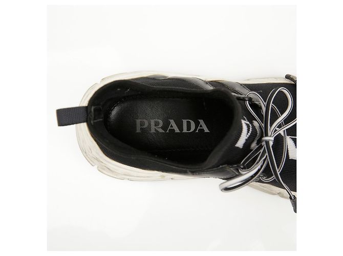 Prada Logo Knit Socks Sneaker Schwarz Weiß - Ansicht 18