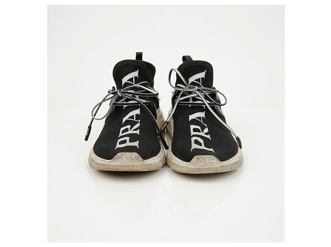 Prada Logo Knit Socks Sneaker Schwarz Weiß - Ansicht 4