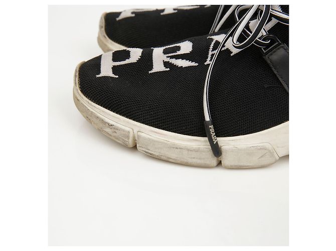 Prada Logo Knit Socks Sneaker Schwarz Weiß - Ansicht 8