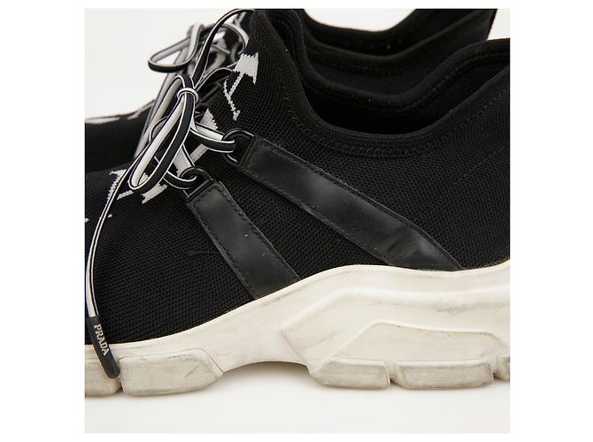 Prada Logo Knit Socks Sneaker Schwarz Weiß - Ansicht 9