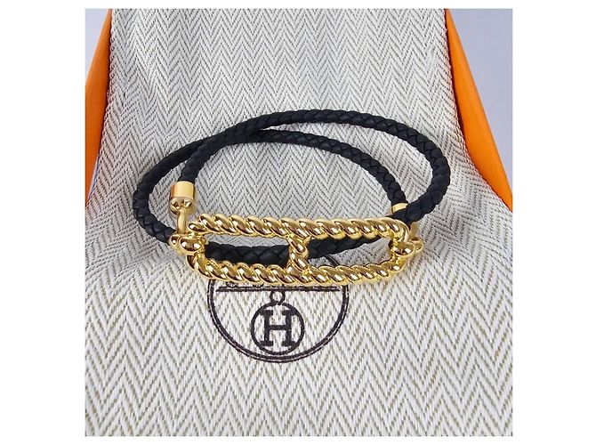 Hermès Bracciale Roulis Double Tour da donna in pelle Gold Noir - vista 10
