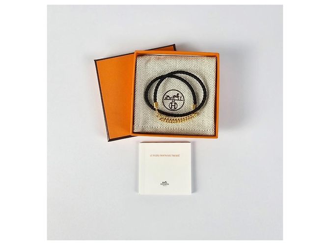 Hermès Bracciale Roulis Double Tour da donna in pelle Gold Noir - vista 11