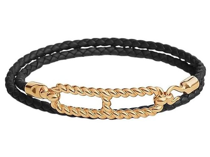 Hermès Bracciale Roulis Double Tour da donna in pelle Gold Noir - vista 2