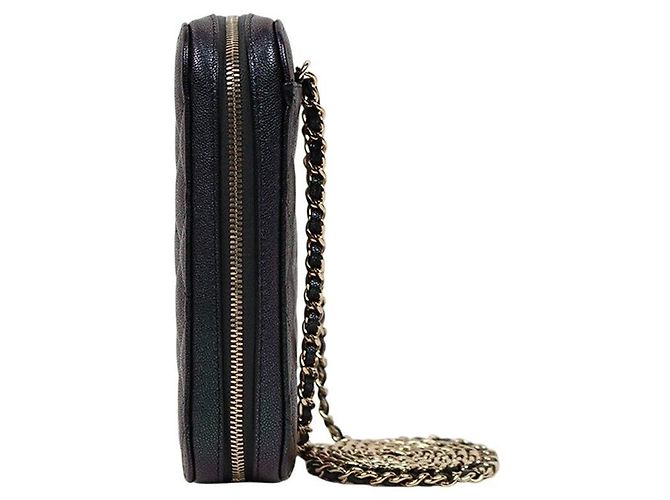 Chanel Borsa a tracolla porta-cellulare Caviar iridescent nero - vista 2