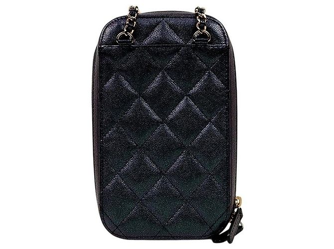 Chanel Borsa a tracolla porta-cellulare Caviar iridescent nero - vista 3