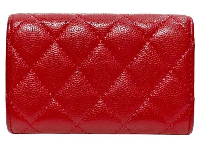 Chanel Tarjetero de piel caviar roja - vista 3