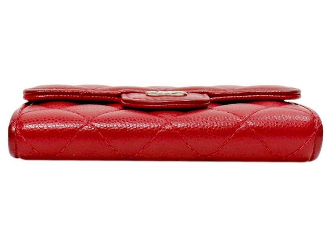Chanel Tarjetero de piel caviar roja - vista 4