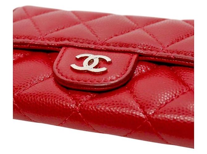 Chanel Tarjetero de piel caviar roja - vista 5