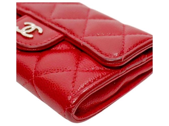 Chanel Tarjetero de piel caviar roja - vista 6