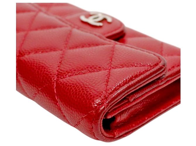 Chanel Tarjetero de piel caviar roja - vista 7