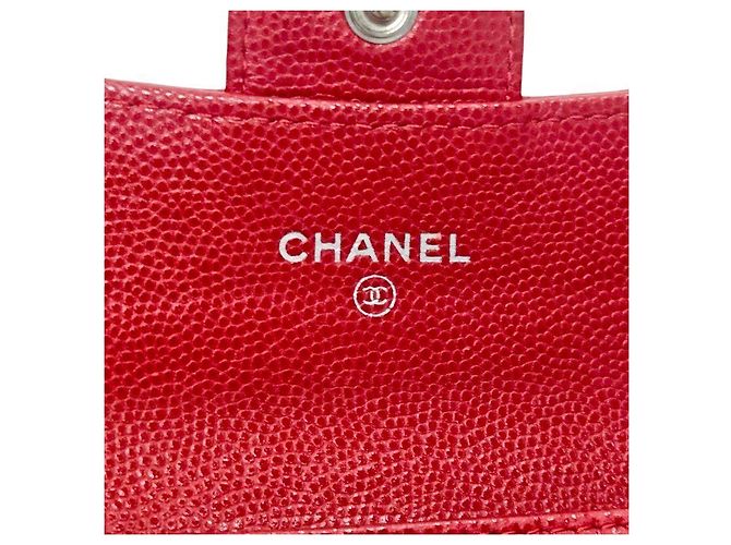 Chanel Tarjetero de piel caviar roja - vista 8