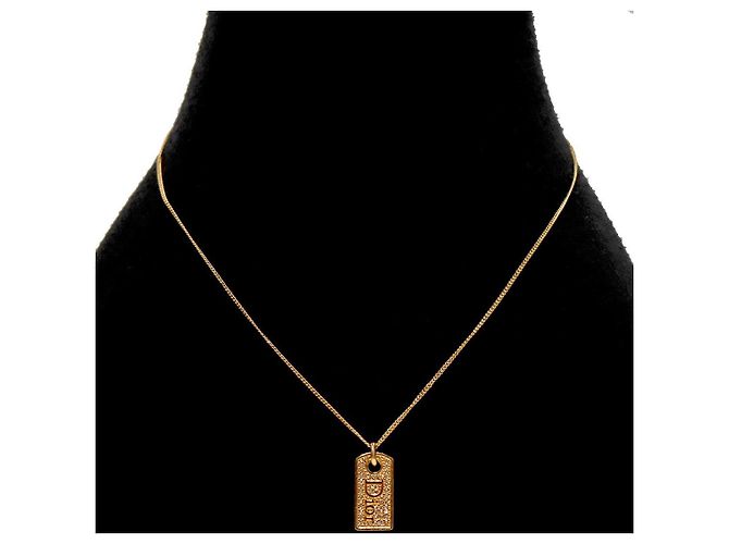 Dior Collar Placa Cubic Dorado - vista 5