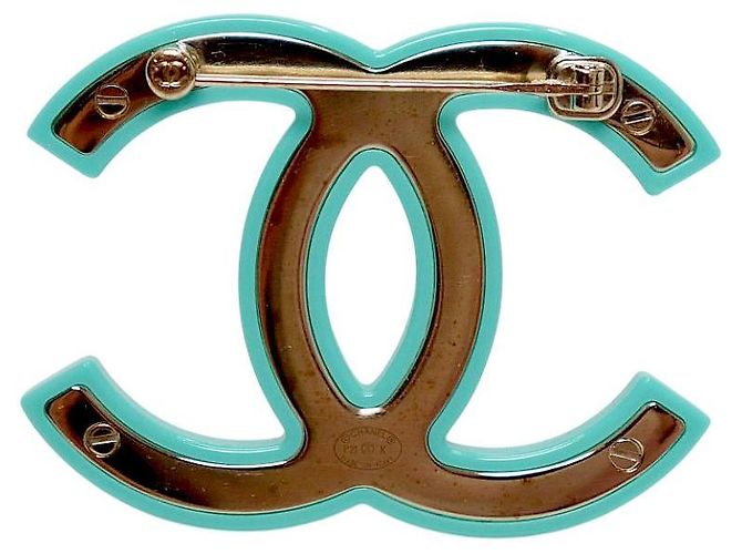 Spilla Chanel in resina e cristalli Oro Menta - vista 2