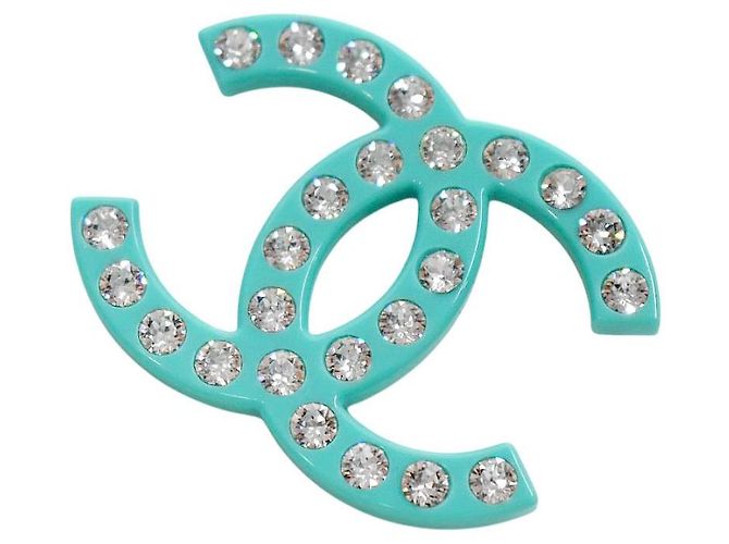 Spilla Chanel in resina e cristalli Oro Menta - vista 3