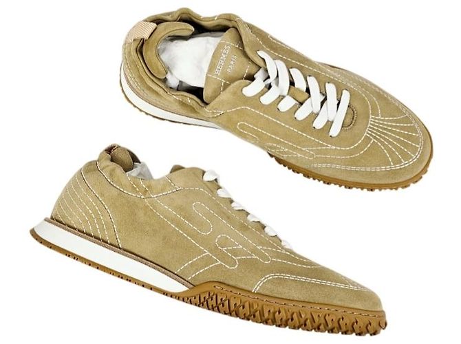 Hermès Sneakers Jet da Uomo Beige Alabaster - vista 11