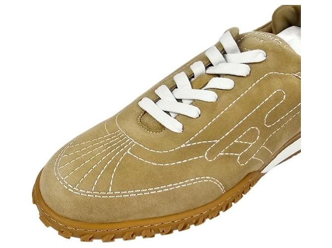 Hermès Sneakers Jet da Uomo Beige Alabaster - vista 14