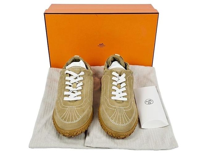 Hermès Sneakers Jet da Uomo Beige Alabaster - vista 17