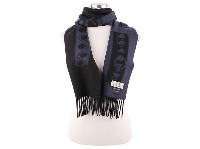 Hermès Colliers de Chiens Kaschmir Schal Navy - Ansicht 7