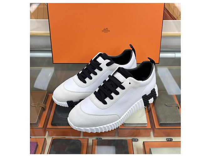 Hermès Sneakers Bouncing da donna in pelle di capra bianca - vista 2