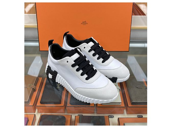 Hermès Sneakers Bouncing da donna in pelle di capra bianca - vista 3