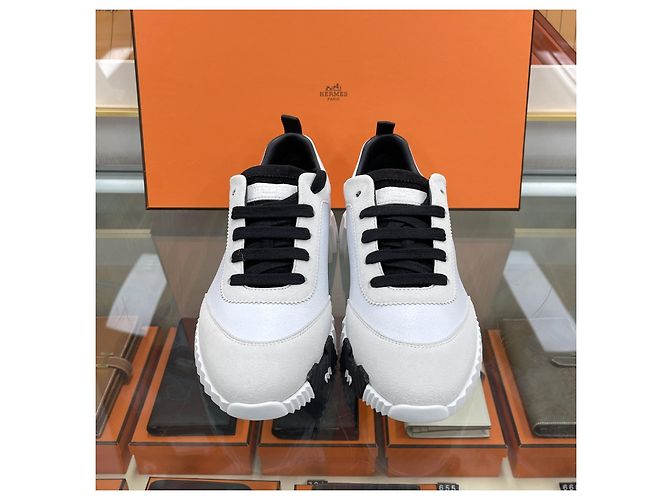 Hermès Sneakers Bouncing da donna in pelle di capra bianca - vista 5