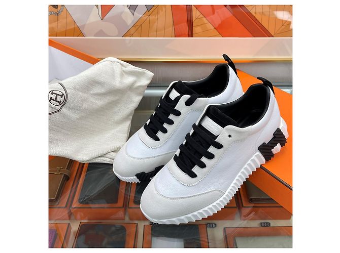 Hermès Sneakers Bouncing da donna in pelle di capra bianca - vista 6