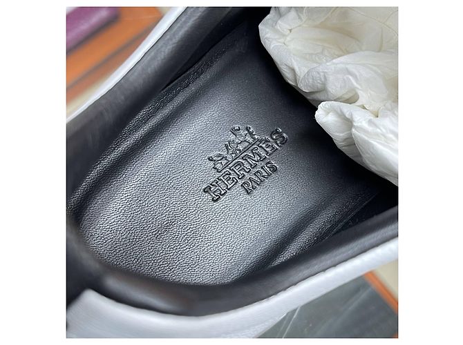 Hermès Sneakers Bouncing da donna in pelle di capra bianca - vista 8