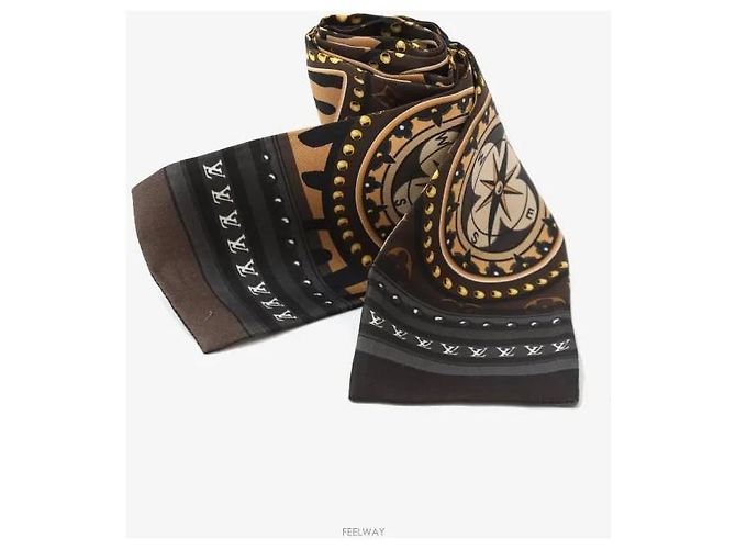 Louis Vuitton Sciarpa World Silk Brown - vista 4
