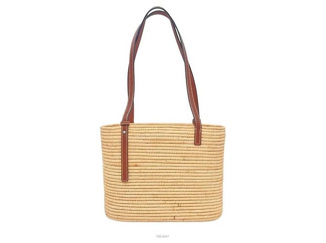 Loewe Borsa cesta quadrata in rafia Small - vista 2